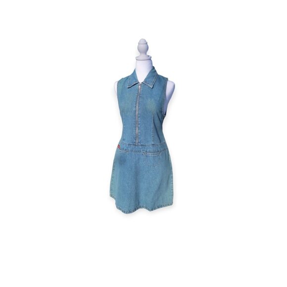 Vintage Denim Mini Dress | Squeeze Jeans | Size Large - Picture 2 of 10